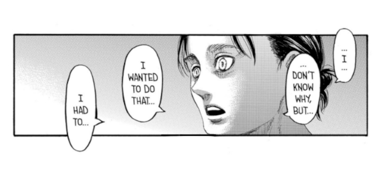 Eren revealing he doesn't know why he wanted to perform the rumbling in Attack on Titan chapter 139