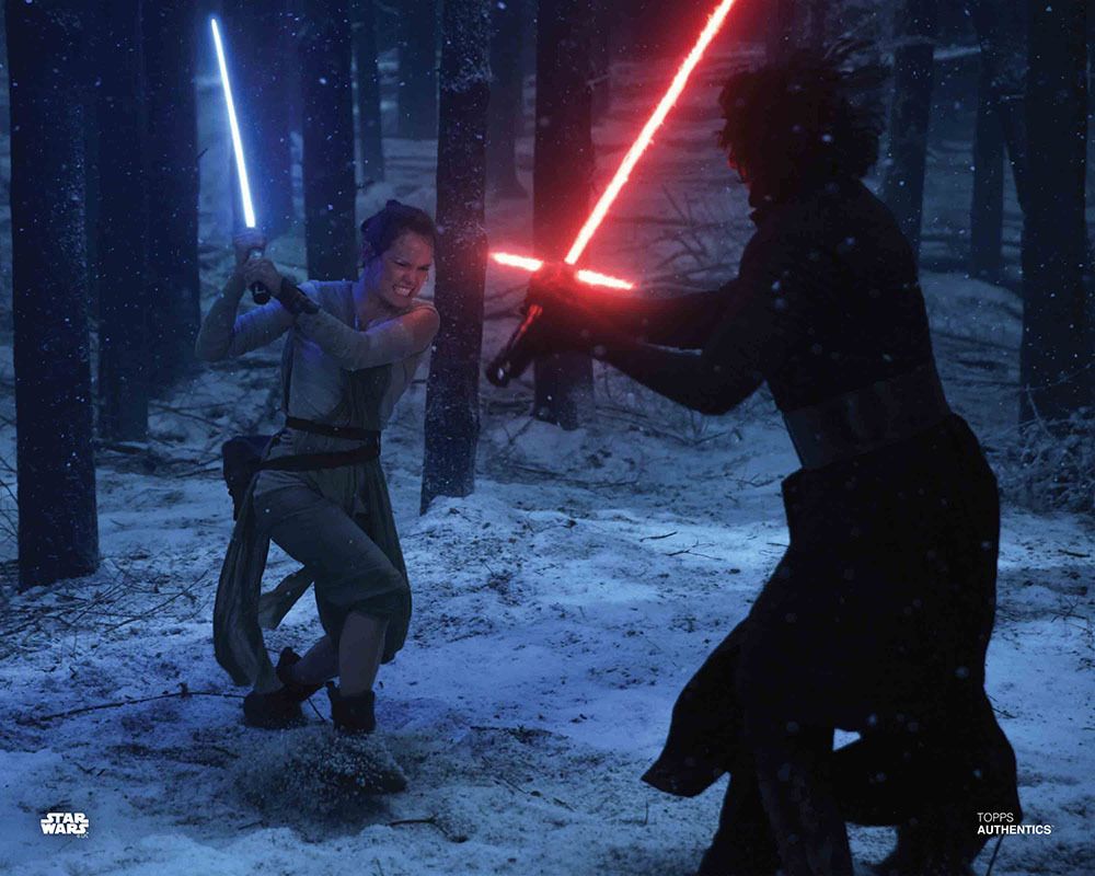 The first lightsaber battle between rey and kylo ren in the snow, from star wars: the force awakens - top 25 best lightsaber battles in star wars!