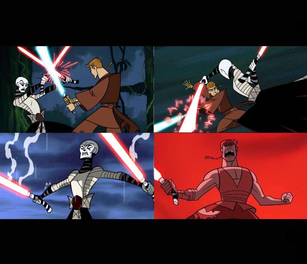 Animated lightsaber duel between anakin skywalker and asajj ventress  - top 25 best lightsaber battles in star wars!