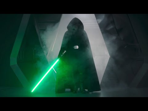 The silhouette of luke skywalker with his green lightsaber - top 25 best lightsaber battles in star wars!